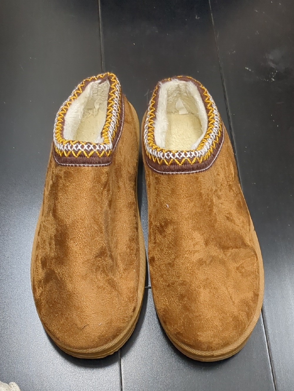 Women's Brown Faux-Suede Slip-On Mules with Plush Lining
